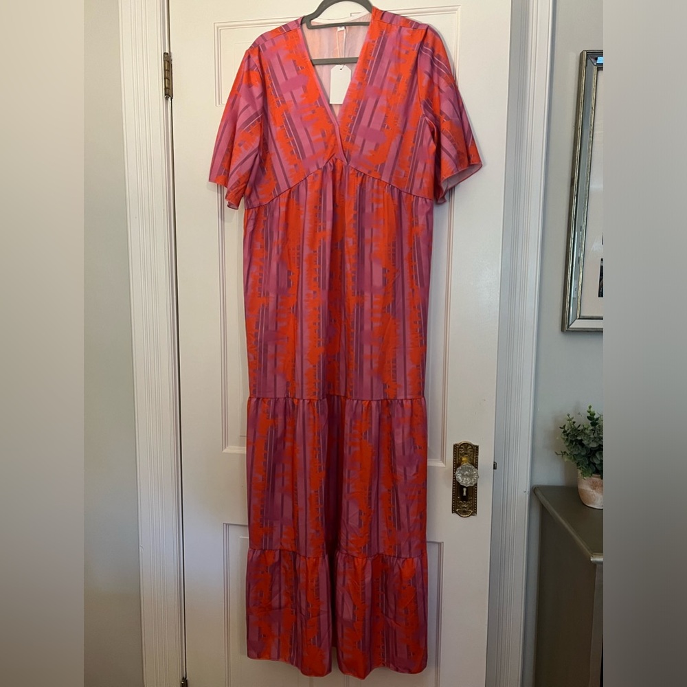 Vrilu watercolor tiered maxi dress